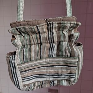 Striped Beige and Green Women's Bag